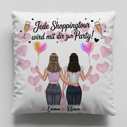 personalisiertes Kissen beste Freundin mit 2 Clipart Frauen, Namen & Spruch