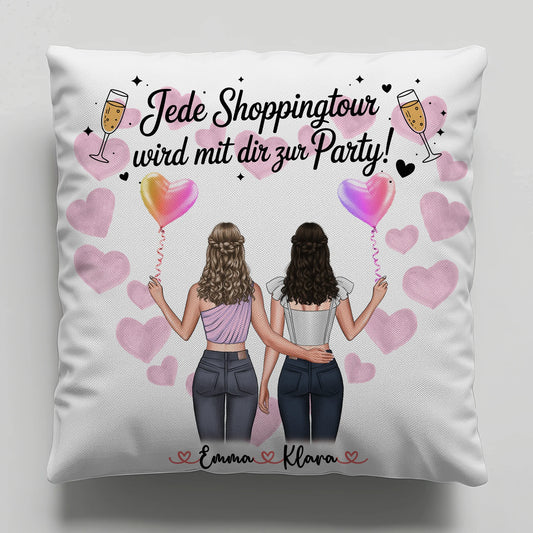 personalisiertes Kissen beste Freundin mit 2 Clipart Frauen, Namen & Spruch