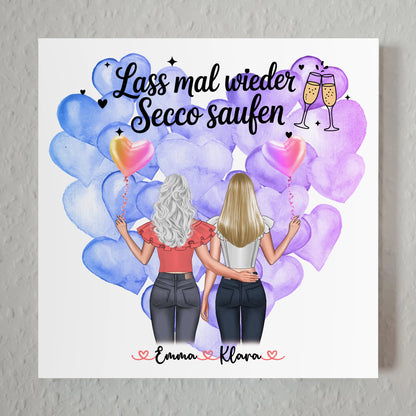personalisierbares Fotoboard beste Freundin mit 2 Clipart & Namen