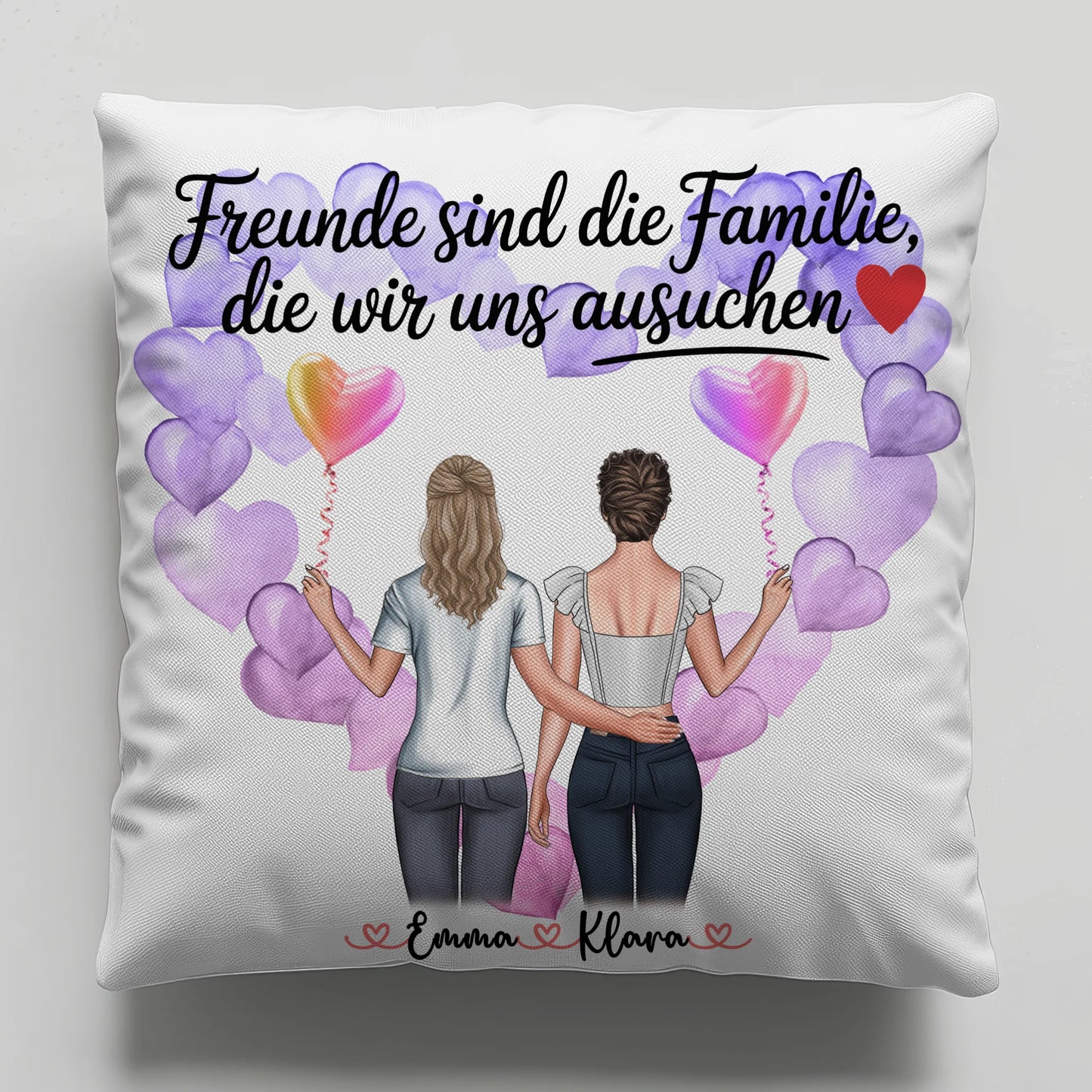 Namen Kissen Beste Freundin Freunde sind die Familie mit 2 Clipart Frauen & Wunschtext