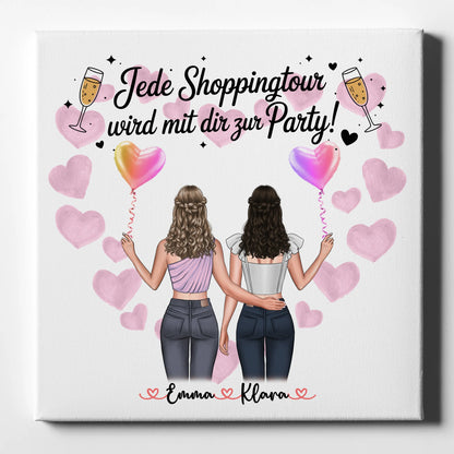 Freundinnen Bild Personalisiert Leinwand - 2 Clipart Frauen Namen & Wunschtext 1