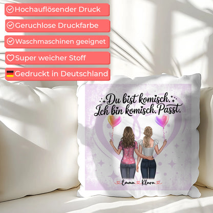 Beste Freundinnen Kissen mit 2 Clipart Frauen, Namen & Wunschtext