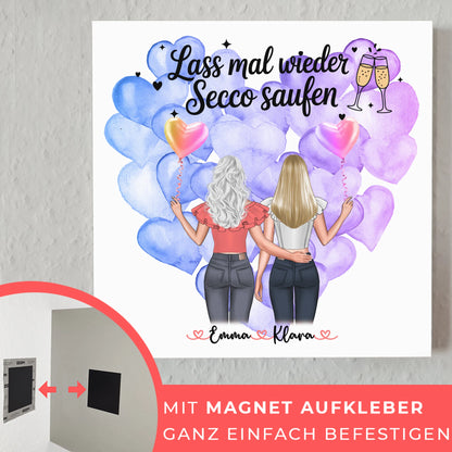 personalisierbares Fotoboard beste Freundin mit 2 Clipart & Namen