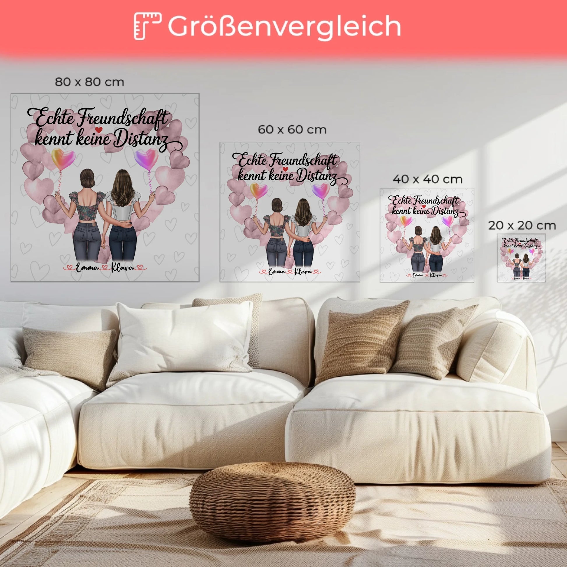 Leinwand mit Foto beste Freundin personalisiert mit 2 Clipart Frauen, Namen & eigener Text 6