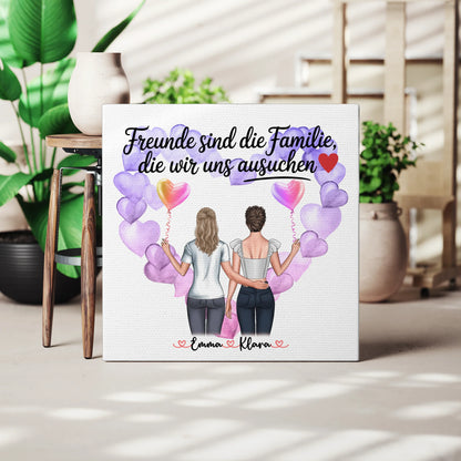 Leinwand Für Beste Freundin mit 2 Clipart Frauen, Namen, Hintergrund & Wunschtext 3