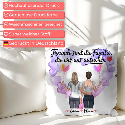 Namen Kissen Beste Freundin Freunde sind die Familie mit 2 Clipart Frauen & Wunschtext