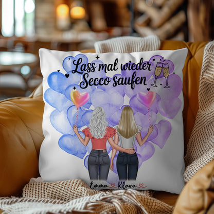 Namen Kissen Beste Freundin mit 2 Clipart Frauen und eigenem Spruch