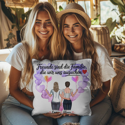 Namen Kissen Beste Freundin Freunde sind die Familie mit 2 Clipart Frauen & Wunschtext
