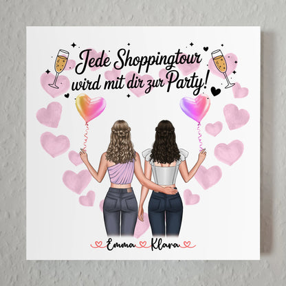Beste Freundin Fotoboard mit 2 Clipart Frauen, Namen, Hintergrundbild & Spruch