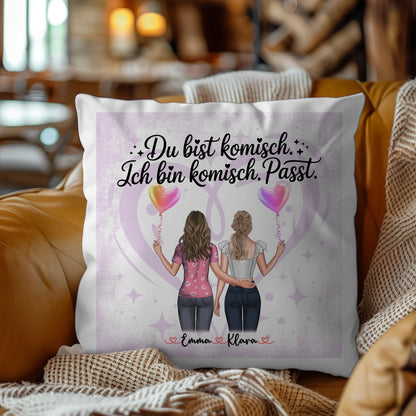 Beste Freundinnen Kissen mit 2 Clipart Frauen, Namen & Wunschtext