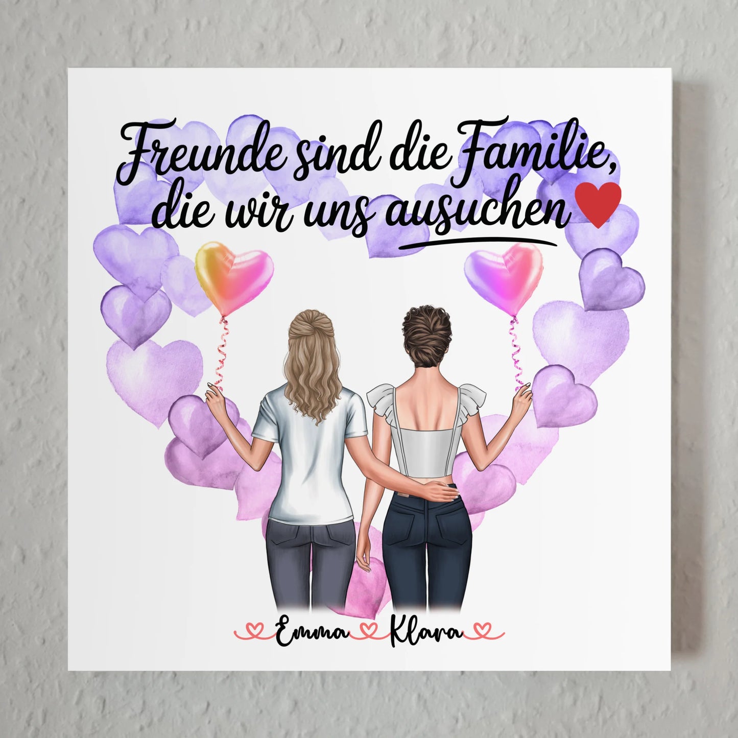 Freundinnen Bild Personalisiert Fotoboard 2 Clipart-Frauen, Namen & Wunschtext