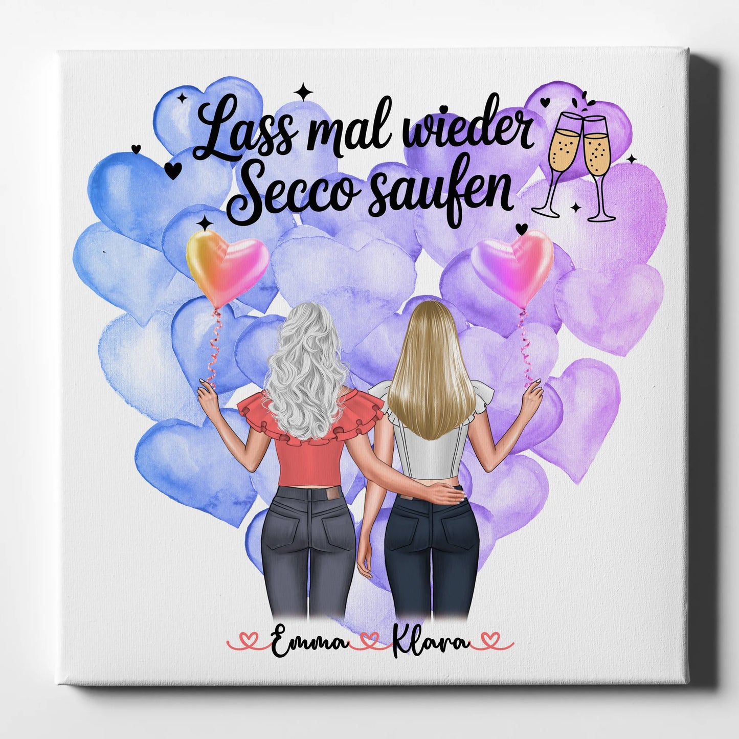 Freundinnen Bild Personalisiert Leinwand 2 Frauen Namen & Wunschtext 1