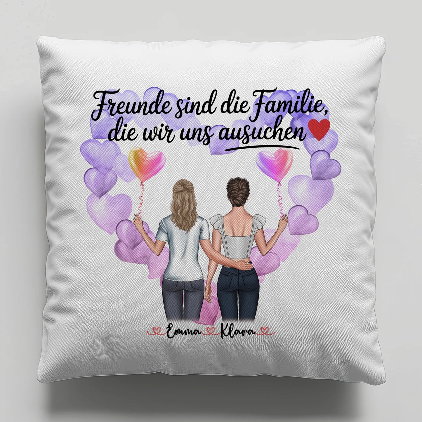 Namen Kissen Beste Freundin Freunde sind die Familie mit 2 Clipart Frauen & Wunschtext