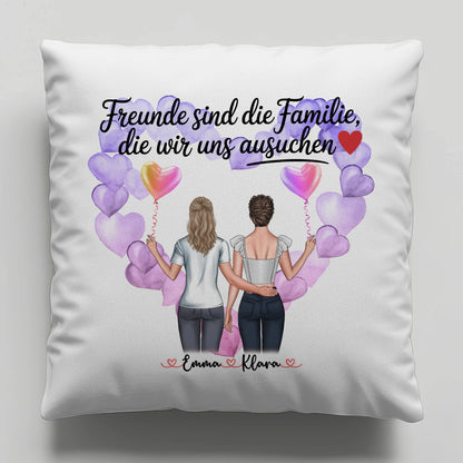 Namen Kissen Beste Freundin Freunde sind die Familie mit 2 Clipart Frauen & Wunschtext
