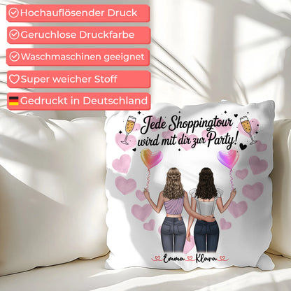 personalisiertes Kissen beste Freundin mit 2 Clipart Frauen, Namen & Spruch