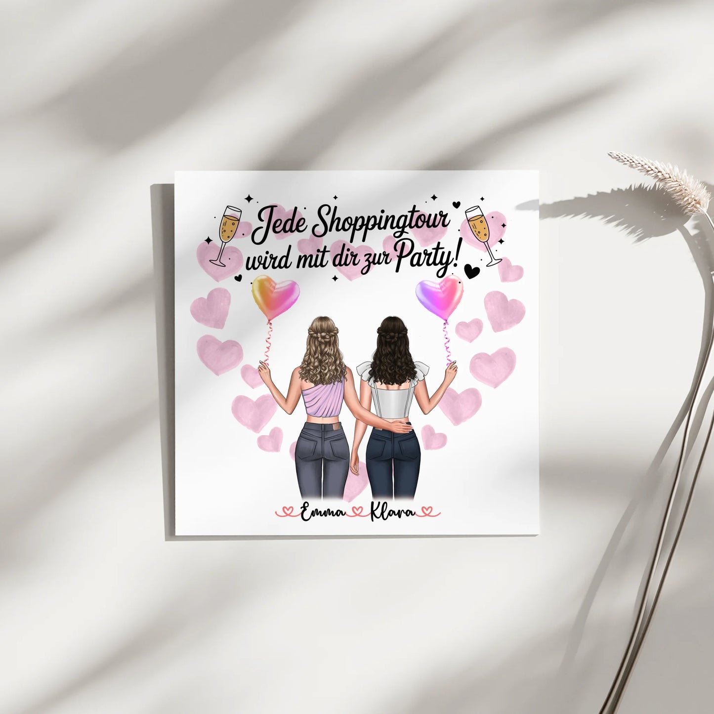 Freundinnen Bild Personalisiert Leinwand - 2 Clipart Frauen Namen & Wunschtext 4