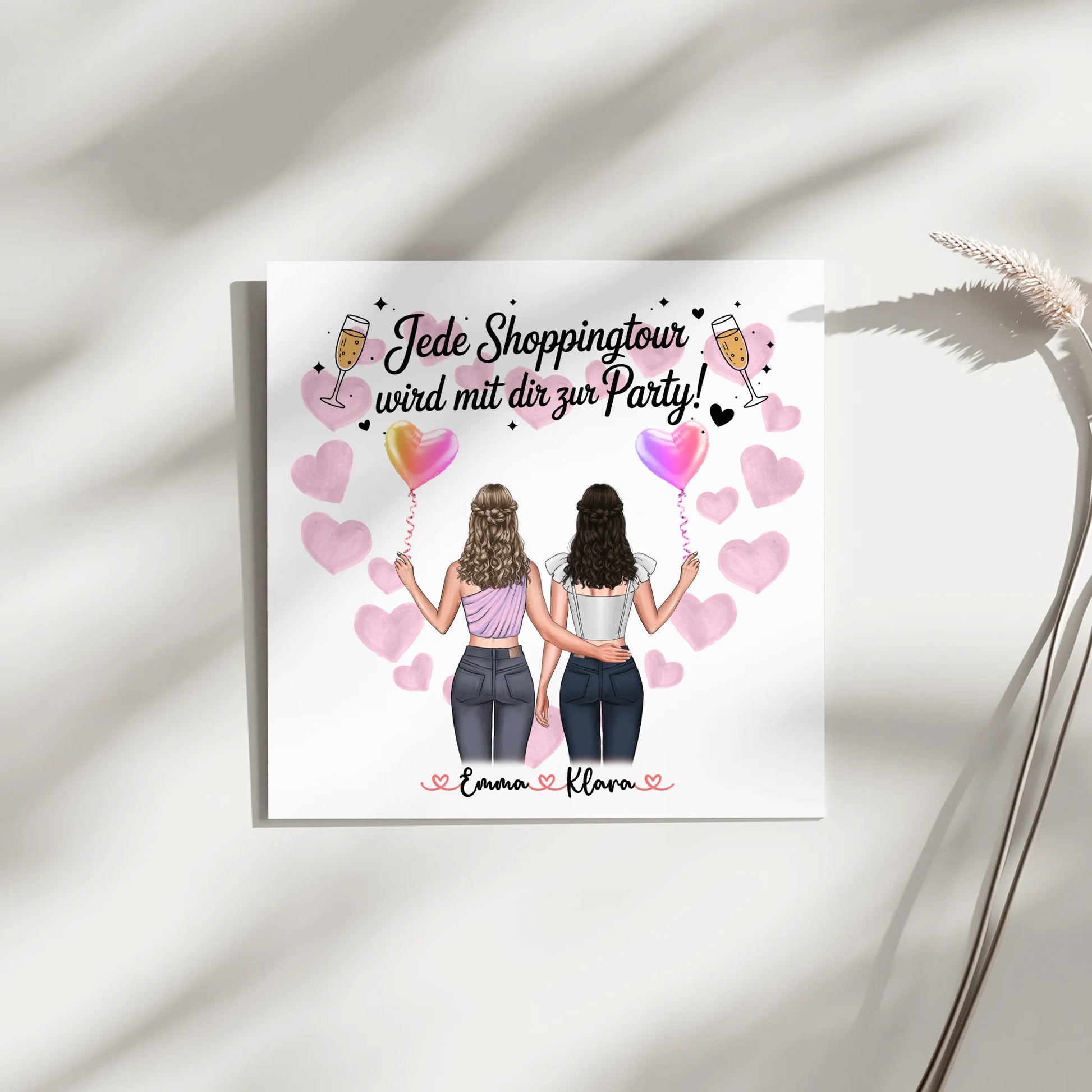 Freundinnen Bild Personalisiert Leinwand - 2 Clipart Frauen Namen & Wunschtext 4