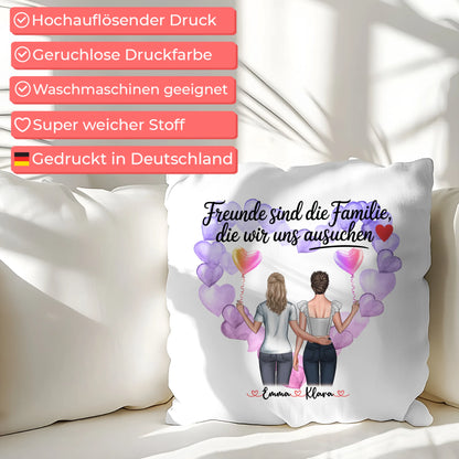 Namen Kissen Beste Freundin Freunde sind die Familie mit 2 Clipart Frauen & Wunschtext