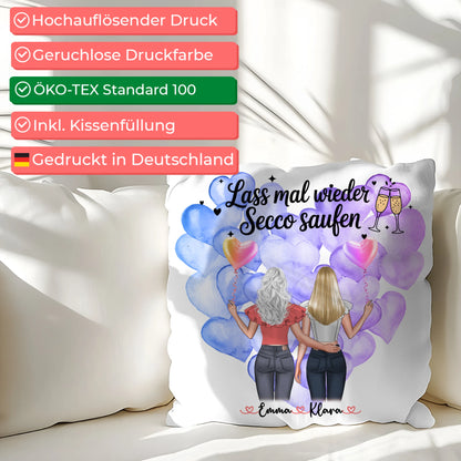 Namen Kissen Beste Freundin mit 2 Clipart Frauen und eigenem Spruch