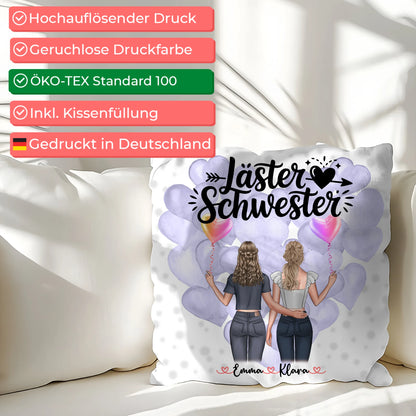 Beste Freundinnen Kissen personalisiert mit 2 Clipart Frauen, Namen und Wunschtext