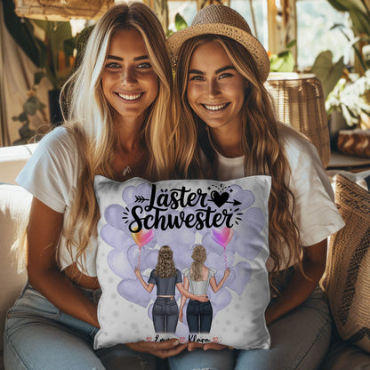 Beste Freundinnen Kissen personalisiert mit 2 Clipart Frauen, Namen und Wunschtext