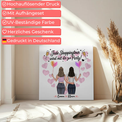 Freundinnen Bild Personalisiert Leinwand - 2 Clipart Frauen Namen & Wunschtext 5