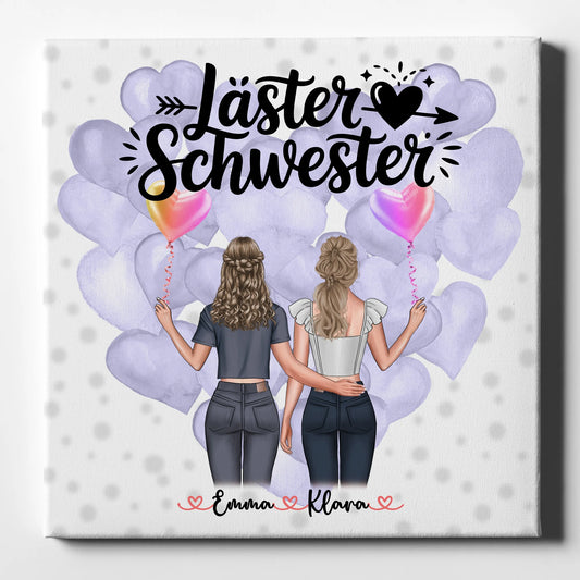 Beste Freundin Geschenk Leinwand personalisierbar mit 2 Clipart-Frauen, Namen & Wunschtext 1