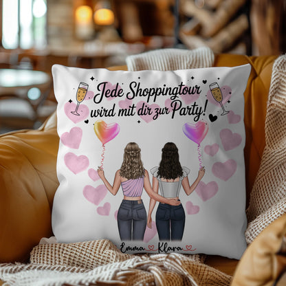 personalisiertes Kissen beste Freundin mit 2 Clipart Frauen, Namen & Spruch