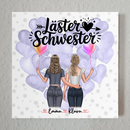 Fotogeschenk beste Freundin Fotoboard mit 2 Clipart Frauen, Namen, Hintergrund & Wunschtext