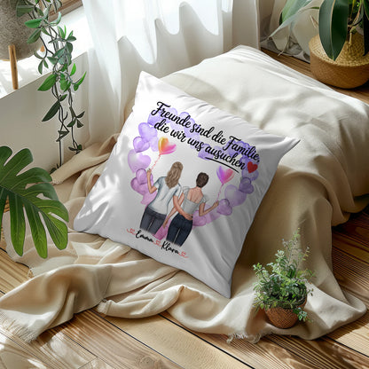 Namen Kissen Beste Freundin Freunde sind die Familie mit 2 Clipart Frauen & Wunschtext