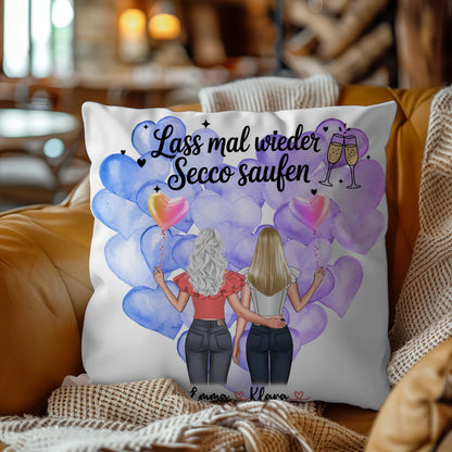 Namen Kissen Beste Freundin mit 2 Clipart Frauen und eigenem Spruch