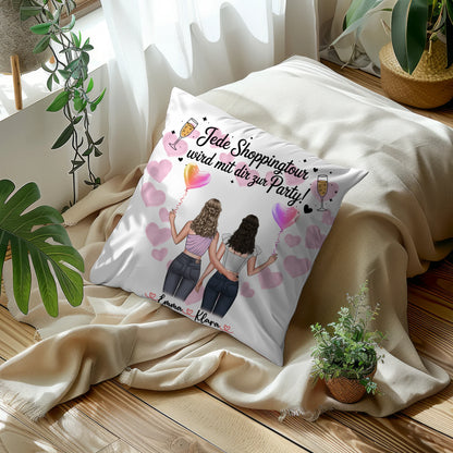 personalisiertes Kissen beste Freundin mit 2 Clipart Frauen, Namen & Spruch