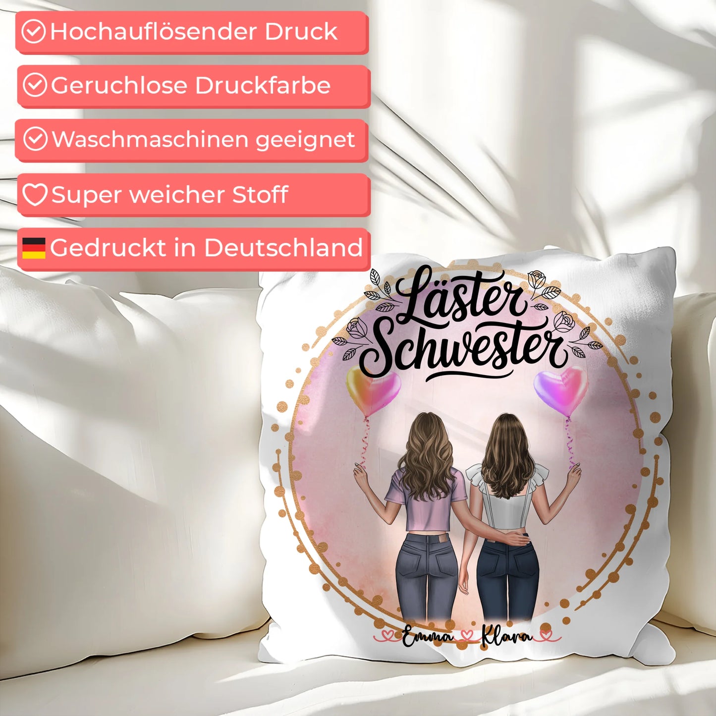 Kissen mit Foto beste Freundin mit Namen & Spruch