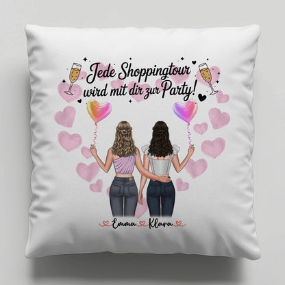 personalisiertes Kissen beste Freundin mit 2 Clipart Frauen, Namen & Spruch
