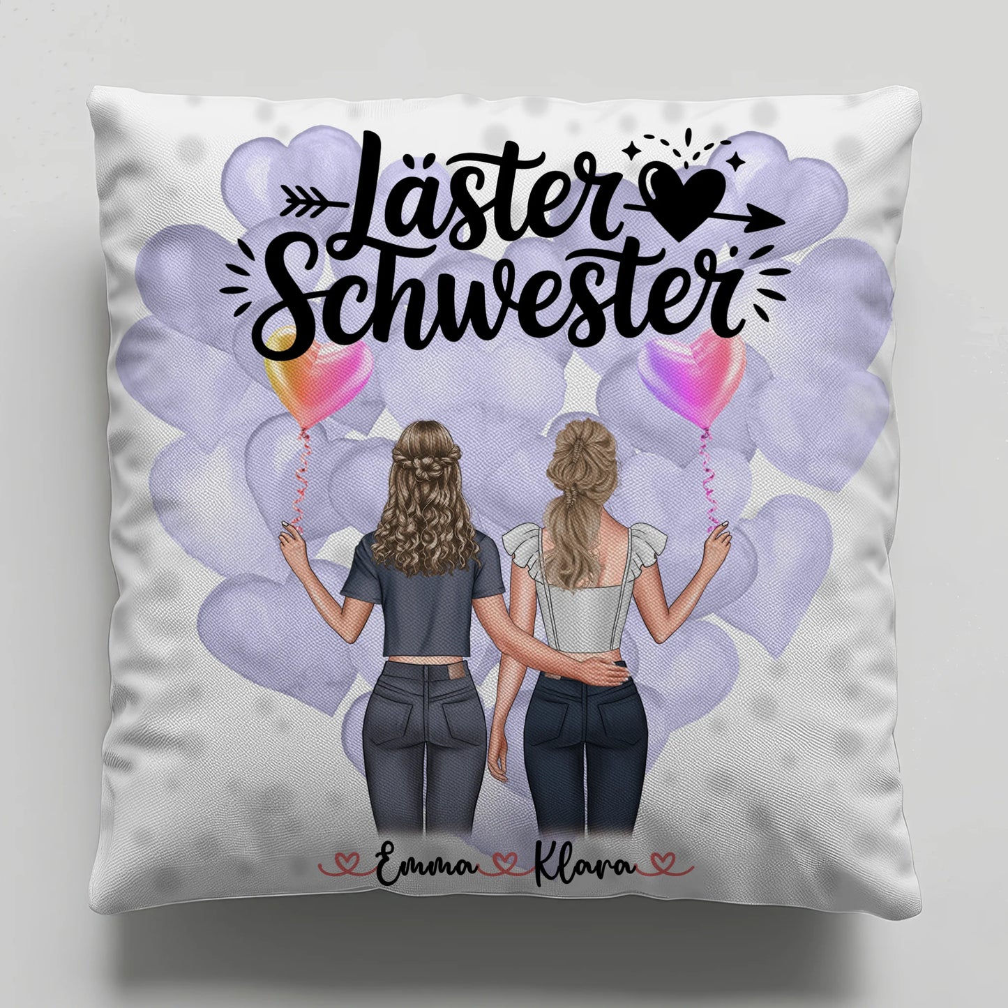 Beste Freundinnen Kissen personalisiert mit 2 Clipart Frauen, Namen und Wunschtext