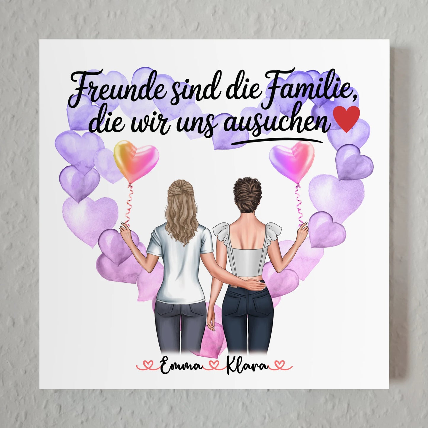 Freundinnen Bild Personalisiert Fotoboard 2 Clipart-Frauen, Namen & Wunschtext