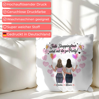 personalisiertes Kissen beste Freundin mit 2 Clipart Frauen, Namen & Spruch