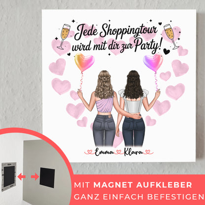 Beste Freundin Fotoboard mit 2 Clipart Frauen, Namen, Hintergrundbild & Spruch