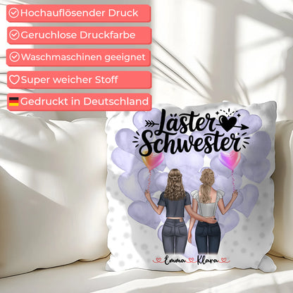 Beste Freundinnen Kissen personalisiert mit 2 Clipart Frauen, Namen und Wunschtext