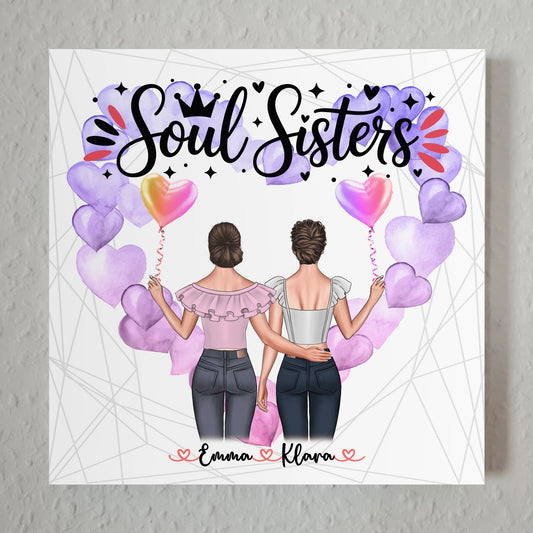 Fotoboard beste Freundin, 2 Clipart-Frauen, Namen, Hintergrund & Wunschtext