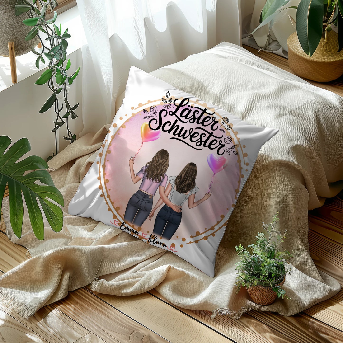 Kissen mit Foto beste Freundin mit Namen & Spruch