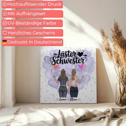 Beste Freundin Geschenk Leinwand personalisierbar mit 2 Clipart-Frauen, Namen & Wunschtext 5