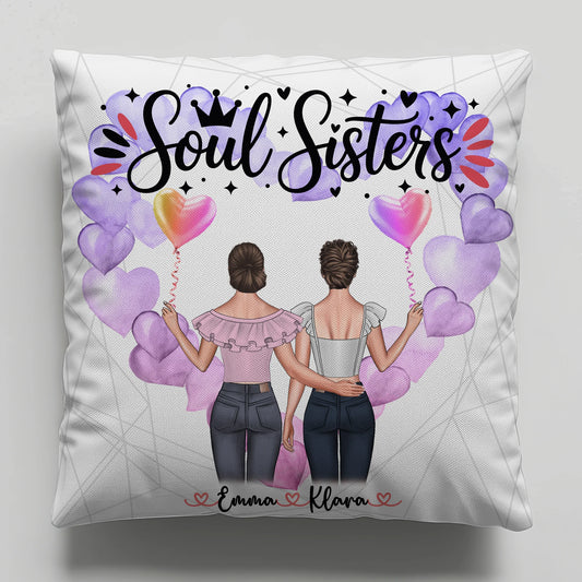 Foto Kissen Mit Namen für Beste Freundin & Soul Sisters mit 2 Clipart Frauen, Namen