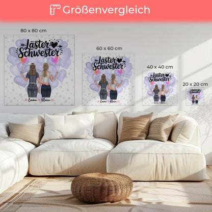Beste Freundin Geschenk Leinwand personalisierbar mit 2 Clipart-Frauen, Namen & Wunschtext 6