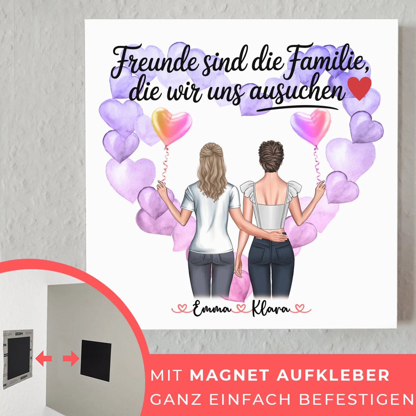 Freundinnen Bild Personalisiert Fotoboard 2 Clipart-Frauen, Namen & Wunschtext