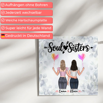 Fotogeschenk beste Freundin personalisiert mit 2 Clipart Frauen, Namen & Spruch