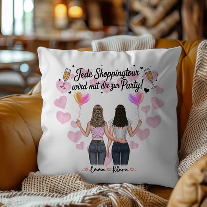 personalisiertes Kissen beste Freundin mit 2 Clipart Frauen, Namen & Spruch