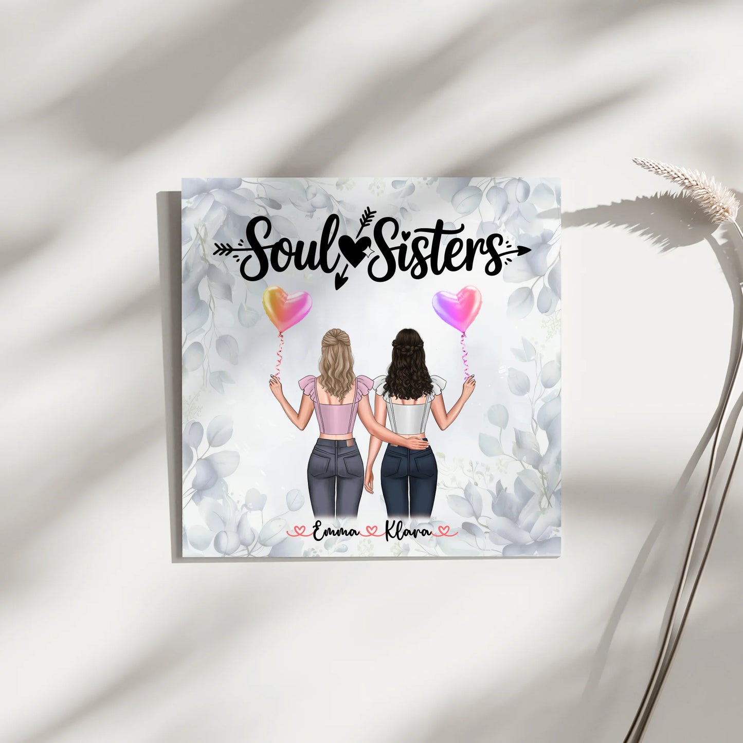 Fotogeschenk beste Freundin personalisiert mit 2 Clipart Frauen, Namen & Spruch