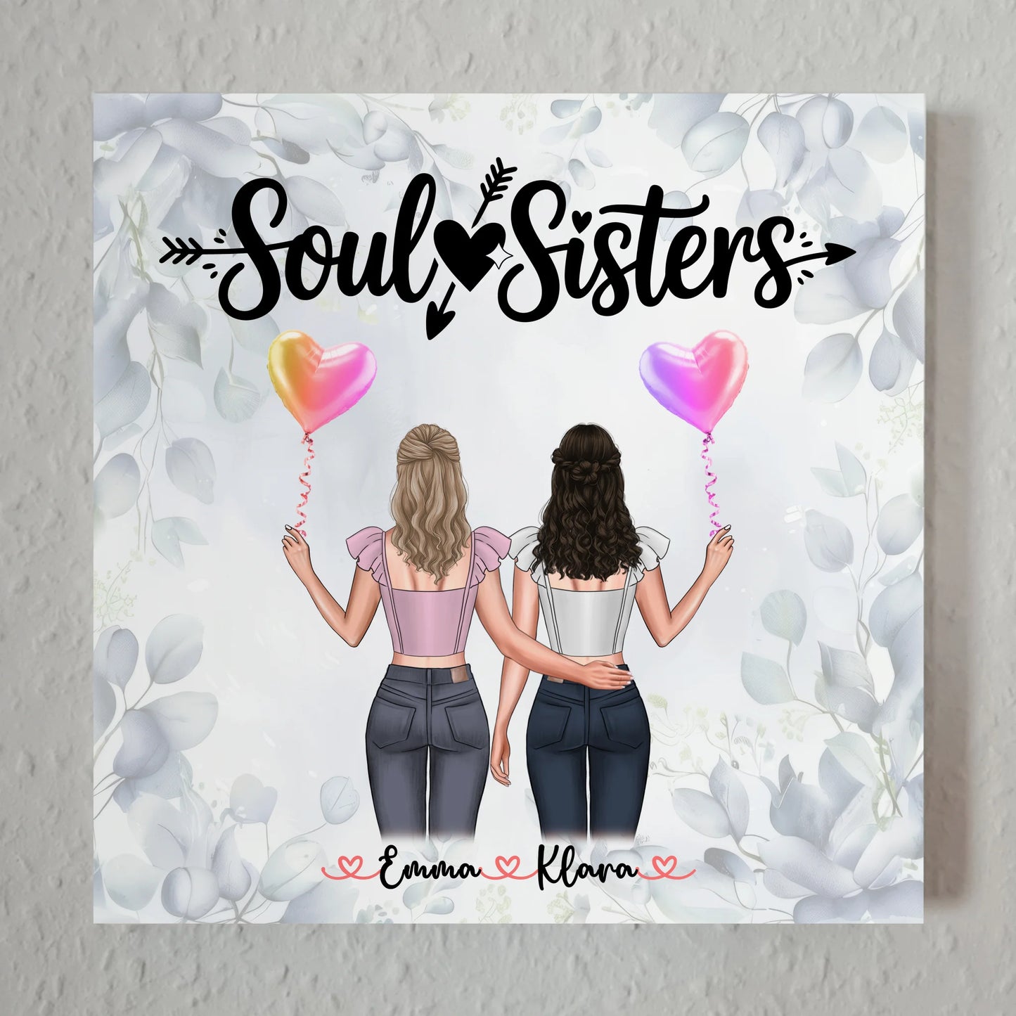 Fotogeschenk beste Freundin personalisiert mit 2 Clipart Frauen, Namen & Spruch