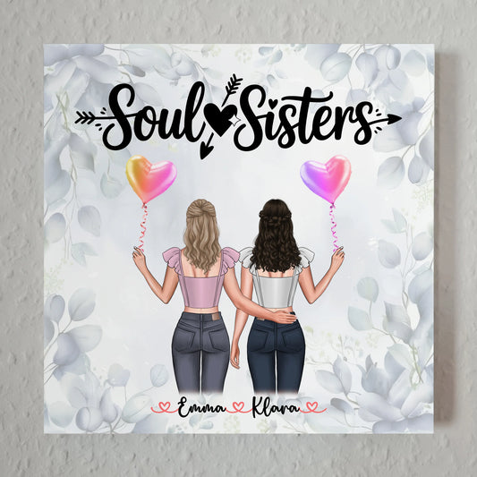 Fotogeschenk beste Freundin personalisiert mit 2 Clipart Frauen, Namen & Spruch